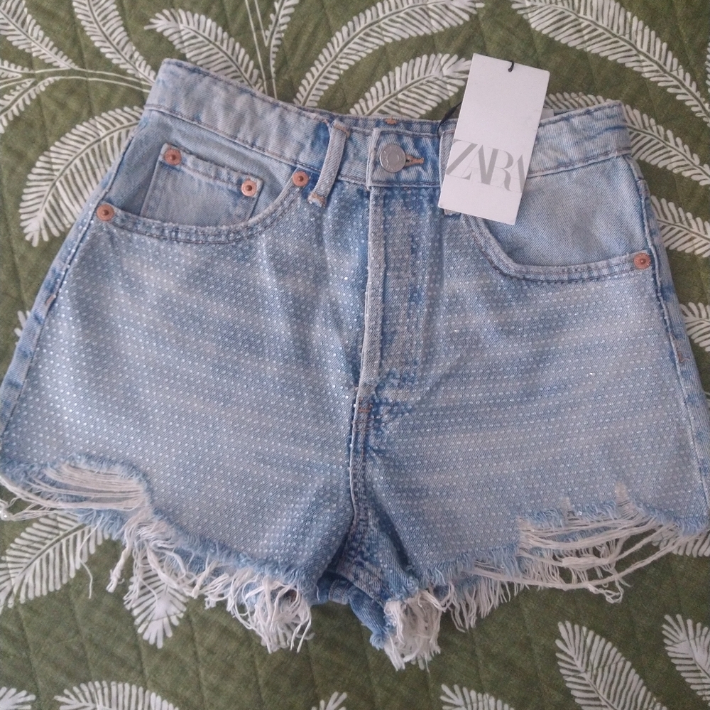 Zara Light Blue Denim Shorts